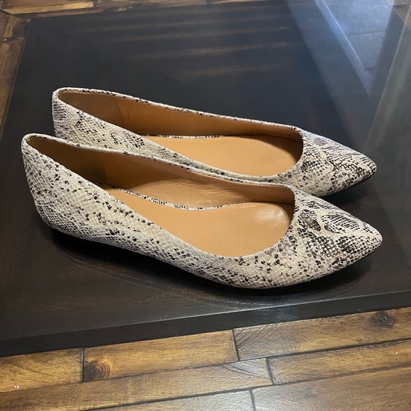Ann Taylor Loft Aubrey Snake Print Pointed Toe Flats Size 10 - Picture 6 of 10